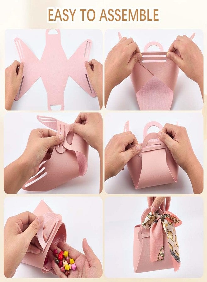 CALFOVERA 12 Pack 6 Colors Small Party Favor Boxes Reusable PU Leather Gift Candy Wrapping Bags with Handle Ribbon Mini Handbags for Weddings Party Guest Gift Bridal Showers Birthday Halloween - Image 5